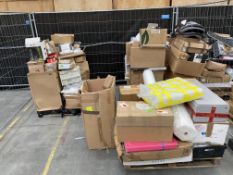 Three pallets of assorted miscellaneous and related items.