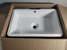 An as new Corian Design Energy 7720 cast basin in Designer White, L 490mm x W 310mm x H 130mm.