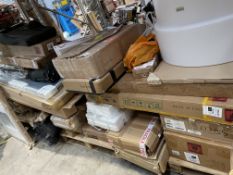 Assorted flatpack furniture and related.