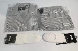 As new Boss beach Velvetfish shirt L, Velvet fish trousers XL and 2 x pairs socks.