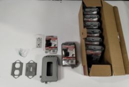 Ten as new Taymac weatherproof expendable 16-in-1 electrical grey outlet covers (ML450G).