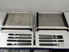 Thirteen items of kitchen cutlery to include four aluminium knife racks 460 x 300mm and nine standar