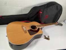 A pre-owned Epiphone J-45 EC Studio NA electro-acoustic guitar with gig bag and capo.