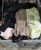 Assorted preowned clothing and related (stillage not included).