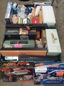 A quantity of assorted as new goods to include Harry Potter wand, Nerf Gel Force and related (two cr