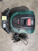 A preowned Bosch indego S 500 18v cordless brushless robotic lawn mower with docking station and cha