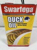 Four Swarfega Duck Oil (multi-purpose service spray), 5ltr.
