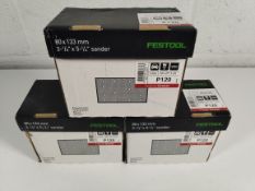 Three packs of Festool abrasives 80 x 133, P120 GR/100 Granat, boxed (100 pieces per pack) (497120).