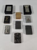 Nine pre-owned Zippo wind proof lighters (over 18s only).