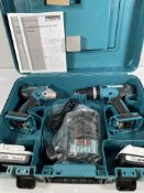 A Makita DK18922A Cordless Combi Drill and Impact Driver Set with batteries and charger (possibly ne