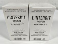 Two as new Givenchy L'interdit EDP 80ml testers in sealed boxes.