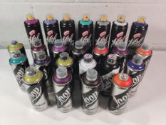 Twenty five assorted as new Loop Colours spray paints, 400ml and 600ml to include Bergamo, Copenhage