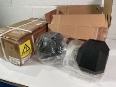 A pair of boxed as new x 25kg Athlyt rubber on cast dumbbells.