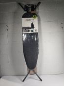 An as new Brabantia ironing board A, 110x30 cm, steam iron rest in denim black (EAN: 8710755134944)