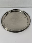Nineteen as new stainless steel salvers, round, narrow rim - 355mm (may show signs of long term stor