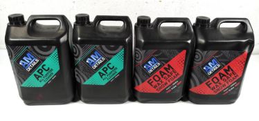 Four as new AM Details A.P.C and foam wax safe snow foam, 5 litre bottles, sealed.