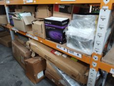 Two shelves of miscellaneous to include Pac Plus carton sealers, site hats and Molex IP66 encloser b