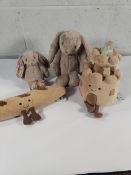 Four as new with tags Jelly Cat cuddly Amusable toys to include; Sandcastle, Baguette.