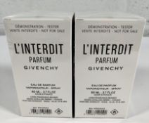 Two as new Givenchy L'interdit EDP 80ml testers in sealed boxes.
