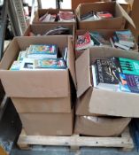Twelve boxes of assorted fiction and non-fiction books, various ages.