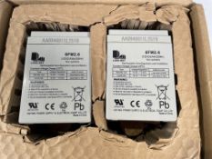 Five boxes of two, 12v 2.6Ah PBQ Batteries for Handicare 1100 Hoist (70 x 48 x 104mm) AA16423.