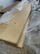 Two as new Chill House Tudor Oak solid wood flat floating shelves, 150 x 22 x 3.5cm (approximately)