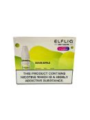 Five boxes of ten ElfLiq by Elf Bar Sour Apple Nic Salt (20mg/10ml) (BBD: 11/2026) (Over 18's only).