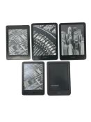 Five pre-owned Amazon Kindle E-Readers sold for parts (Account locked, sold for parts only).