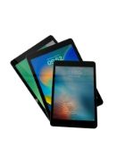 Three pre-owned Apple iPads (iCloud unlocked): iPad 7th (A2197) 32GB, iPad 5th (A1822) 32GB, iPad mi