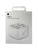 Ten as new Apple 20 W USB Type-C Power Adapters (P/N: MUVT3B/A EAN: 195949121319) (Boxes sealed).