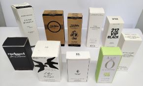 Thirty nearly new perfumes/testers and related to include Jean Paul Gaultier, CK, Lancome, Davidoff