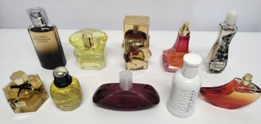 Thirty nearly new perfumes/testers and related to include Gucci, David Horizon, Versace, Christina A
