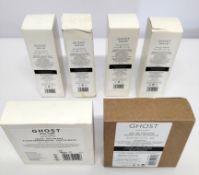 Six Ghost related nearly new perfume testers, various sizes (some packaging may have slight damage)