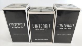 Three as new Givenchy L'interdit related eau de parfum intense - two 50ml and one 35ml, sealed boxes