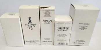 Five nearly new perfumes/testers and related- Marc Jacobs, Givenchy, Giorgio Armani, Sauvage and Pac
