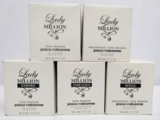 Five nearly new Paco Rabanne eau de parfum 80ml testers and related, boxed (please note: bottles may