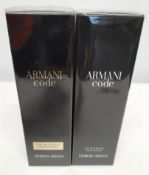 Two as new Giorgio Armani fragrances - Code eau de toilette pour homme 125ml and Code eau de parfum