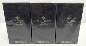 Three as new Thameen London – Sapphire 100ml baby collection, sealed, boxed.