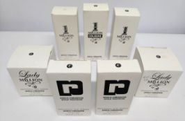 Seven Paco Rabanne related nearly new perfume testers, various sizes (some packaging may have slight