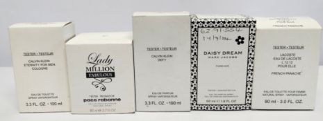 Five nearly new perfumes/testers and related- Paco Rabanne, Calvin Klein, Lacoste and Marc Jacobs, b