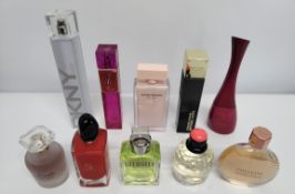 Thirty nearly new perfumes/testers and related to include YSL, Calvin Klein, Estee Lauder, Narciso R