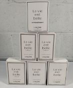 Six as new Lancome related l'eau de parfums and l'eau de toilettes, various sizes, boxed.