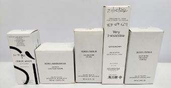 Five nearly new perfumes/testers and related- Giorgio Armani, Lacoste, Givenchy, Calvin Klein and Hu