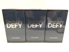 Three as new Calvin Klein - Defy eau de toilette 200ml, sealed boxes.