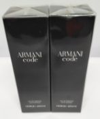 Two as new Giorgio Armani Code eau de toilette pour homme 125ml, sealed boxes.