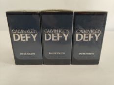 Three as new Calvin Klein - Defy eau de toilette 30ml, sealed boxes.