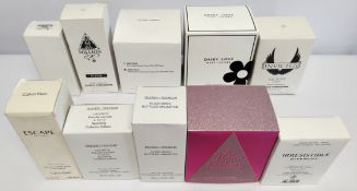 Thirty nearly new perfumes/testers and related to include CK, Lacoste, Paco Rabanne, Fahrenheit and