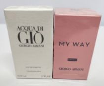 Two as new Giorgio Armani fragrances - Acqua Di Gio eau de toilette 50ml and My Way eau de parfum in