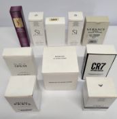 Thirty nearly new perfumes/testers and related to include Armani, CR7, YSL and more (some minor dama