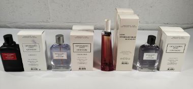 Seven nearly new Givenchy related testers eau de parfum and eau de toilette, various sizes, men's an